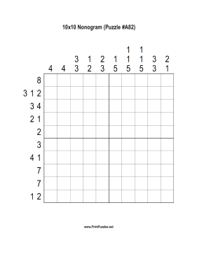 Nonogram - 10x10 - A82 Printable Puzzle