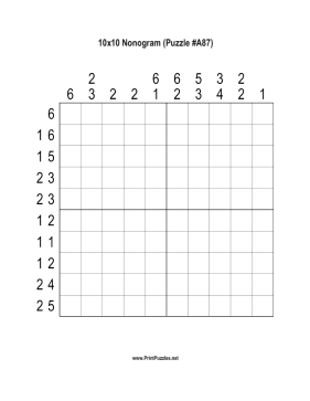 Nonogram - 10x10 - A87 Printable Puzzle