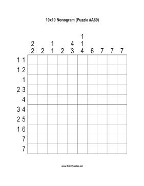 Nonogram - 10x10 - A89 Printable Puzzle