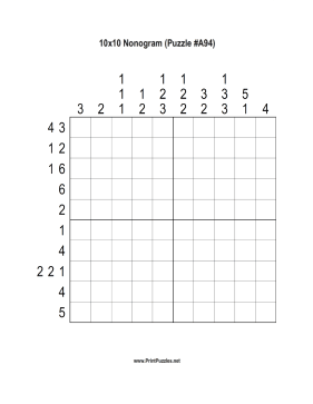 Nonogram - 10x10 - A94 Printable Puzzle