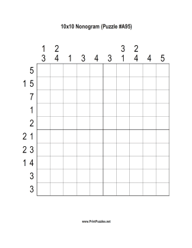 Nonogram - 10x10 - A95 Printable Puzzle