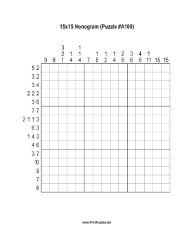 Nonogram - 15x15 - A100 Printable Puzzle