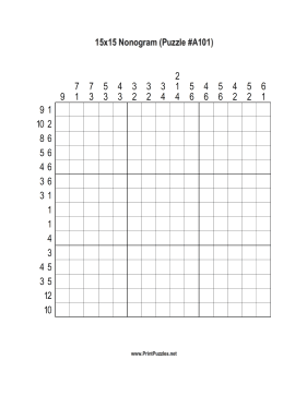 Nonogram - 15x15 - A101 Printable Puzzle