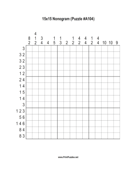 Nonogram - 15x15 - A104 Printable Puzzle