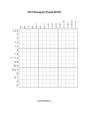 Nonogram - 15x15 - A105 Printable Puzzle