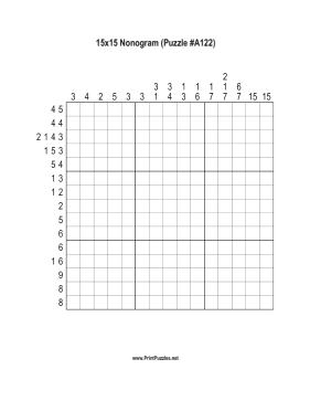 Nonogram - 15x15 - A122 Printable Puzzle