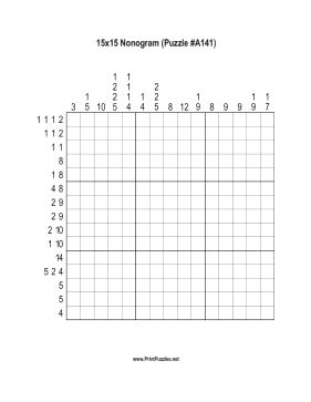 Nonogram - 15x15 - A141 Printable Puzzle