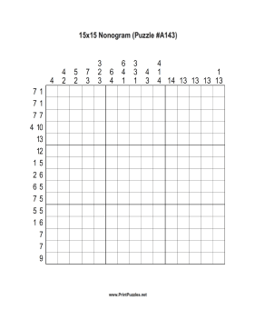 Nonogram - 15x15 - A143 Printable Puzzle