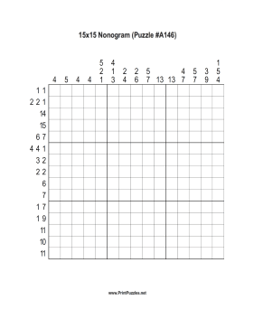 Nonogram - 15x15 - A146 Printable Puzzle