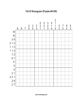 Nonogram - 15x15 - A150 Printable Puzzle