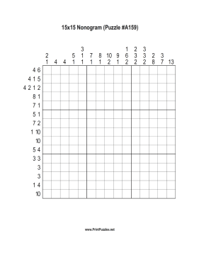 Nonogram - 15x15 - A159 Printable Puzzle