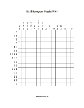 Nonogram - 15x15 - A161 Printable Puzzle