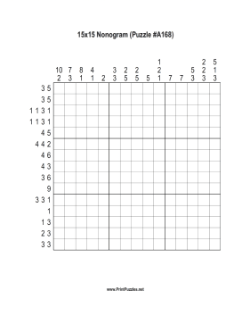 Nonogram - 15x15 - A168 Printable Puzzle