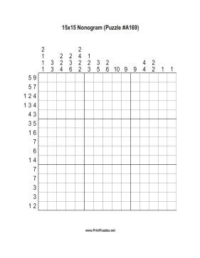 Nonogram - 15x15 - A169 Printable Puzzle