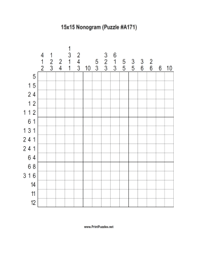 Nonogram - 15x15 - A171 Printable Puzzle