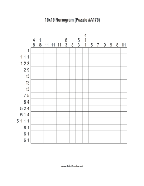 Nonogram - 15x15 - A175 Printable Puzzle