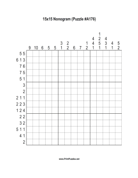 Nonogram - 15x15 - A176 Printable Puzzle