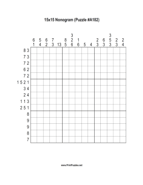 Nonogram - 15x15 - A182 Printable Puzzle