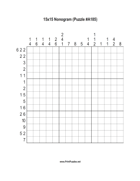 Nonogram - 15x15 - A185 Printable Puzzle