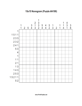 Nonogram - 15x15 - A199 Printable Puzzle