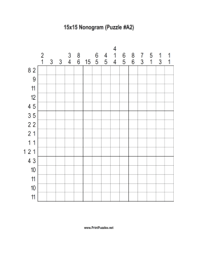 Nonogram - 15x15 - A2 Printable Puzzle