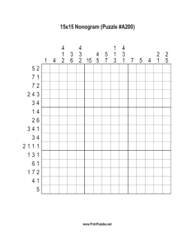Nonogram - 15x15 - A200 Printable Puzzle