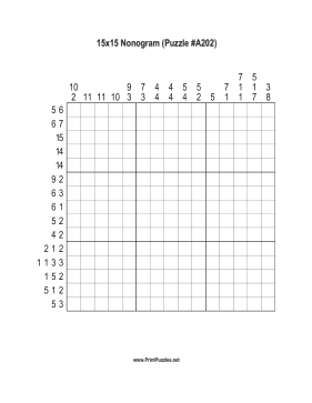 Nonogram - 15x15 - A202 Printable Puzzle