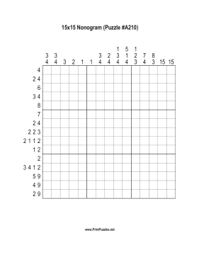 Nonogram - 15x15 - A210 Printable Puzzle