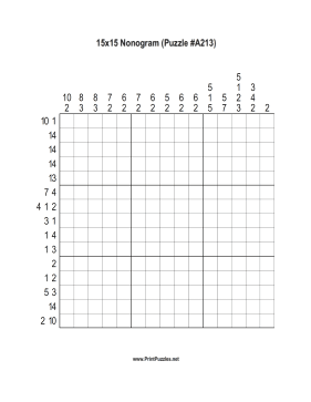 Nonogram - 15x15 - A213 Printable Puzzle