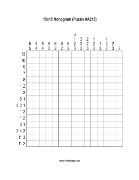 Nonogram - 15x15 - A215 Printable Puzzle