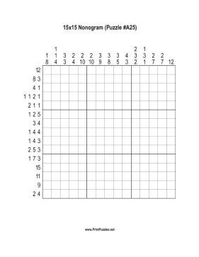 Nonogram - 15x15 - A25 Printable Puzzle
