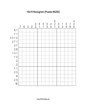 Nonogram - 15x15 - A252 Printable Puzzle