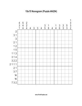 Nonogram - 15x15 - A254 Printable Puzzle