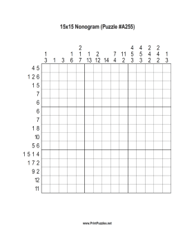 Nonogram - 15x15 - A255 Printable Puzzle