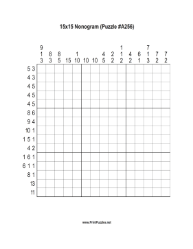 Nonogram - 15x15 - A256 Printable Puzzle