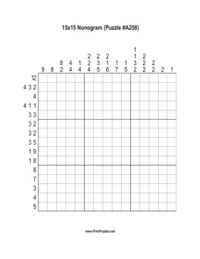 Nonogram - 15x15 - A258 Printable Puzzle