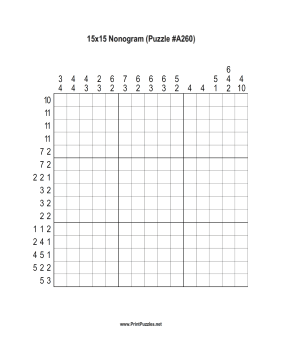 Nonogram - 15x15 - A260 Printable Puzzle