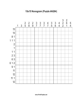 Nonogram - 15x15 - A264 Printable Puzzle