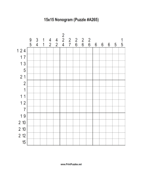 Nonogram - 15x15 - A265 Printable Puzzle