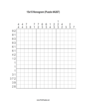 Nonogram - 15x15 - A267 Printable Puzzle