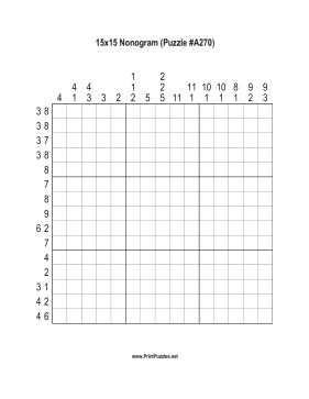Nonogram - 15x15 - A270 Printable Puzzle