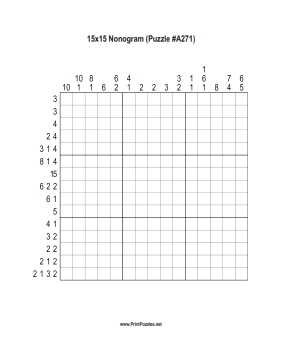Nonogram - 15x15 - A271 Printable Puzzle