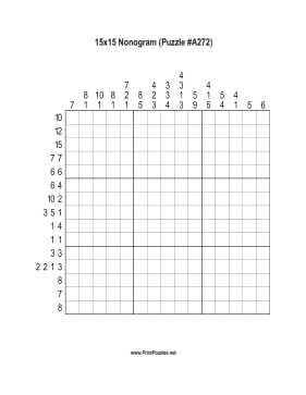 Nonogram - 15x15 - A272 Printable Puzzle