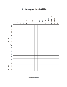 Nonogram - 15x15 - A274 Printable Puzzle