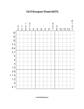 Nonogram - 15x15 - A275 Printable Puzzle
