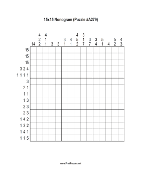 Nonogram - 15x15 - A279 Printable Puzzle