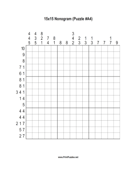 Nonogram - 15x15 - A4 Printable Puzzle