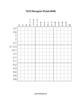 Nonogram - 15x15 - A48 Printable Puzzle