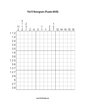 Nonogram - 15x15 - A59 Printable Puzzle