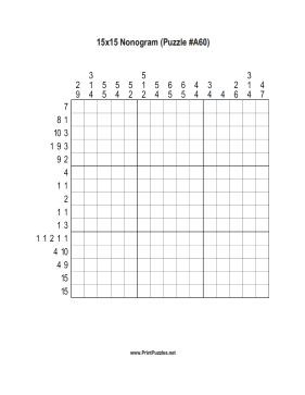 Nonogram - 15x15 - A60 Printable Puzzle